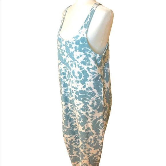 COLSIE Fleece Tie Dye Turquoise & White Pull On Lounge Jumpsuit. Size S - Picture 3 of 11